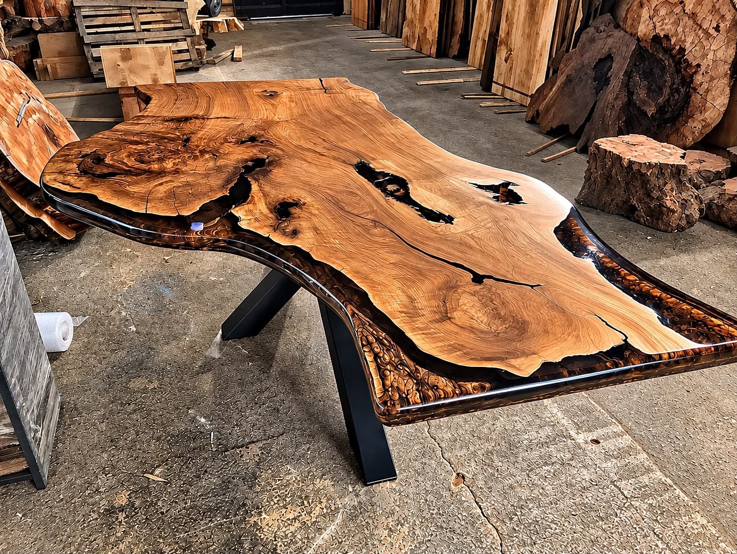 Natural Live Edge Meeting Table